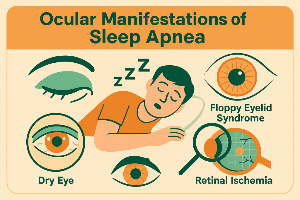 Obstructive sleep apnea, intermittent hypoxia, sleep fragmentation, Ocular Manifestation of sleep apnea, management of sleep apnea