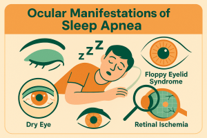 Obstructive sleep apnea, intermittent hypoxia, sleep fragmentation, Ocular Manifestation of sleep apnea, management of sleep apnea
