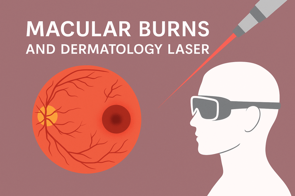 retinal burn from dermatology laser, Macular burns, macular edema, protective googles, alexandrite laser, cosmetic skin laser